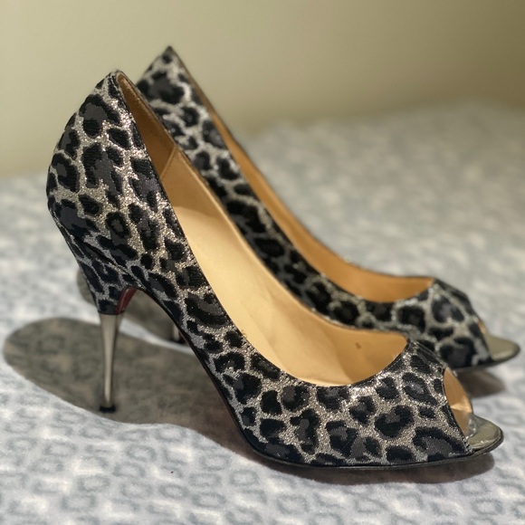 Christian Louboutin Leopard Peep Toe Pumps - Picture 1 of 4